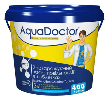 Химия для бассейна AquaDoctor Таблетки для очистки бассейна MCT-0,4 кг хлор средство по уходу за водой в бассейне 3в1