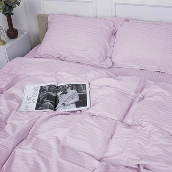 Комплект постільної білизни MirSon Satin Stripe 30-0007 Pink 143х210 Полуторний (2200005249857)