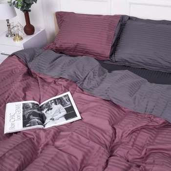 Комплект постільної білизни MirSon Satin Stripe 30-0008 + 30-0011 Fenilla 160х220 Полуторний Євро (2200005257678)