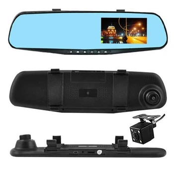 Автомобильный видеорегистратор-зеркало l-9004 lcd 3.5'' 2 камеры 1080p full hd