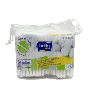 Палочки гигиенические Bella 160 шт., бумаг стик, полиэт.упак