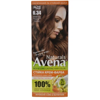 Стойкая крем-краска для волос "AVENA" Naturals 6.34 Карамельно-каштановый
