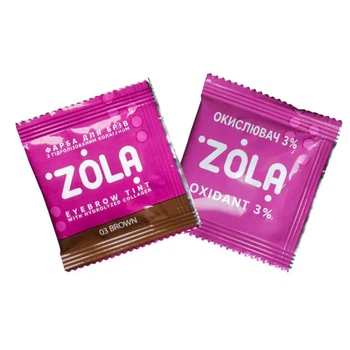 Краска для бровей с коллагеном в саше (коричневая) + окислитель Brown 03 Zola 5 мл