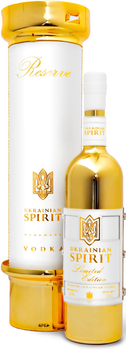 Горілка Ukrainian Spirit Luxury 3 л 40% у золотому тубусі зі шкіряною білою етикеткою (4820261821574)