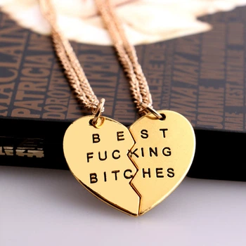 Парные кулоны для двоих подруг Best Fucking Bitches как оригинальный подарки для подружек 28010