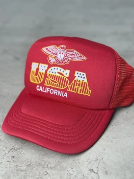 Кепка тракер RhinoPrint с надписью USA California. OLD School Красная