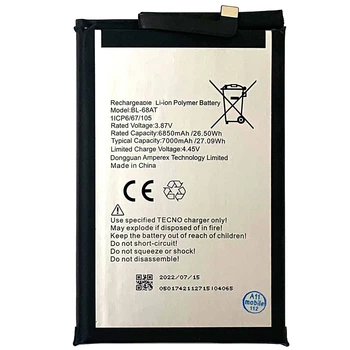 Акумулятор для Tecno Pova 2 3, BL-68AT, 7000mAh, PRC Китай
