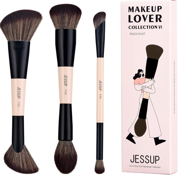 Zestaw pędzli do makijażu Jessup Makeup Lover T508 Dwustronne 3 szt Jasno brzoskwiniowy (ZES6976074375082)
