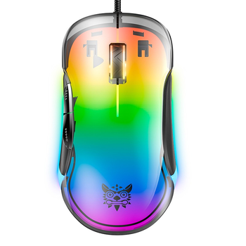 Мышь компьютерная игровая Onikuma CW925 с RGB-подсветкой 12800 DPI проводная USB 1.5м Прозрачный