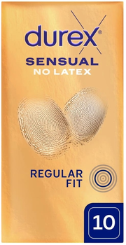 Презервативи Durex Sensual No Latex Regular Fit без латексу 10 шт (5900627118216)