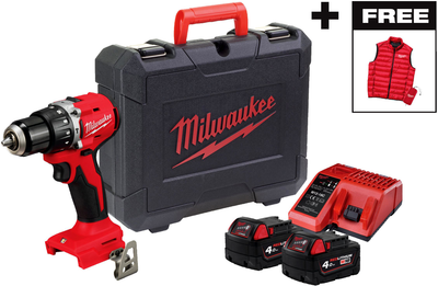 Дрель-шуруповерт ударный аккумуляторный Milwaukee М18 BLPDRC-402С+ ЗУ + 2 АКБ + HD кейс + жилетка (4933499458)