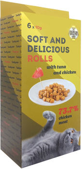 Лакомства для кошек Lucky Star Роллы- вкусности с тунцом и курицей в стиках по 10 г 6 шт (4820112718480)