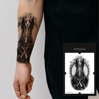 Водостойкое временное тату, временная татуировка для мужчин TATTOOSHKA «Египетский Анубис» LB-162