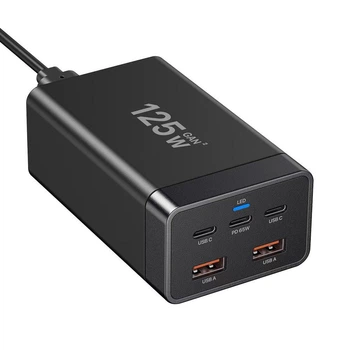 Сетевое зарядное устройство для GaN 125W с поддержкой PD 3.0 20V — мощная зарядка для ноутбуков, смартфонов, планшетов