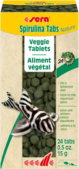 Корм для донных рыб Sera Spirulina Tabs со спирулиной 24 таблетки 09201