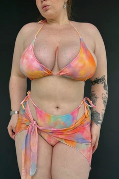 Купальник трійка plus size L Помаранчевий