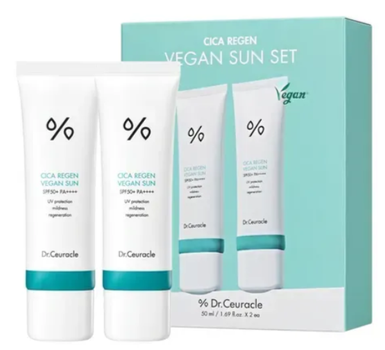 Набір сонцезахисних кремів з центелою 2 в 1 Dr.Ceuracle Cica Regen Vegan Sun Duo Set 2 × 50 мл
