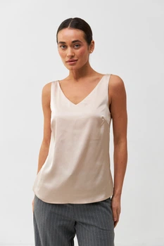 Майка з шовку на тонких бретелях Wear me L Бежевий (12_25_54_10467)