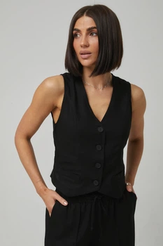 Жилет з льону класичний Wear me M Чорний (6_25_11391)