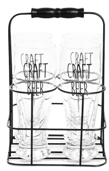 Пивні келихи Homla Beer Set Raya з металевою підставкою 400 мл 4 шт (5904183894775)