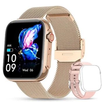 Смарт годинник Smart Sensation Gold з 2 ремінцями (сталевий золотистий та каучуковий рожевий )