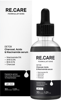Сыворотка-детокс Recare Detox Charcoal Acids & Niacinamide Serum с углем, кислотами и ниацинамидом 30 мл (4823109411951)