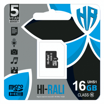 Карта пам'яті microSDHC HI-RALI 16GB Сlass 10 без адаптера