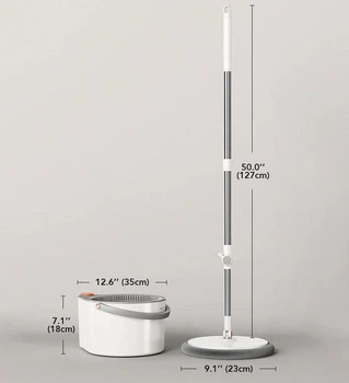 Набор швабра и ведро с отжимом Joybos Spin Mop S01 round mop, 2 мопа в комплекте