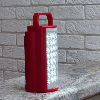 Ліхтар переносний акумуляторний Almina Gold Silver з функцією Power Bank, 6V 4Ah, червоний
