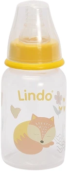 Пляшечка для годування з силіконовою соскою, 125 мл, жовта - Lindo Li142 125ml (1263692-31103375)