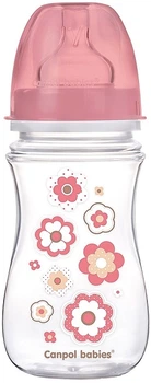 Пляшка з широким отвором "Easystart Newborn" антиколікова,240 мл, рожеві квіти - Canpol Babies 240ml (1320352-31100167)