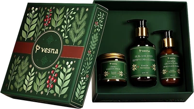 Рождественский набор "Новая Радость" - Vesna (sh/gel/200ml + b/lot/100ml + candle/100ml) (1423429-31162144)