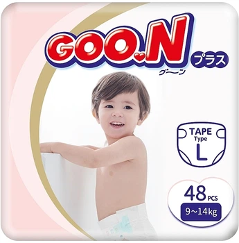 Підгузки GOO.N Plus для дітей 9-14 кг (розмір L, на липучках, унісекс, 48 шт) - Goo.N Plus 48шт (1270203-31157537)