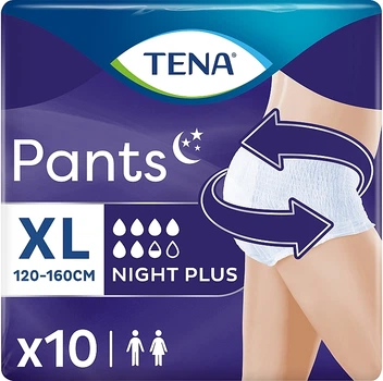 Ночные трусы-подгузники для взрослых размер Extra Large, 10 шт. - TENA Pants Plus Night 10шт (1277522-31019078)