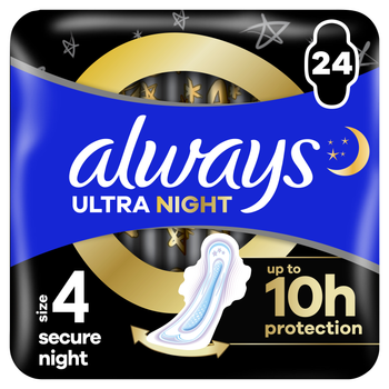 Гігієнічні прокладки Always Ultra Secure Night (Розмір 4) 24 шт (8006540093764)