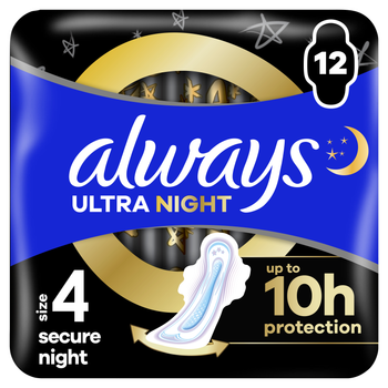 Гігієнічні прокладки Always Ultra Secure Night (Розмір 4) 12 шт (4015400612469)