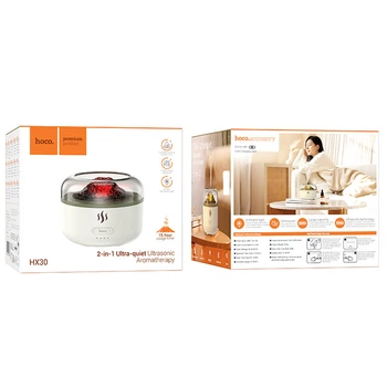 Ультразвуковий зволожувач hoco. HX30 Ultrasonic aromatherapy з ароматерапією, 160 мл, 5-15 мл/год White