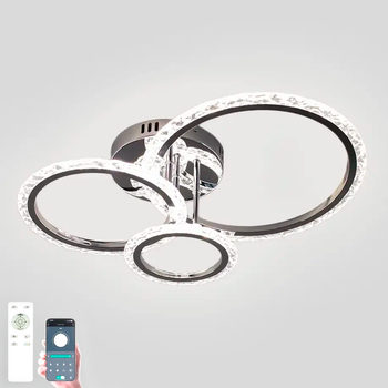 Смарт люстра TRIO 3R 70W хром Esllse LED 510х380х107мм світлодіодна керована з пультом і додатком для смартфону APP
