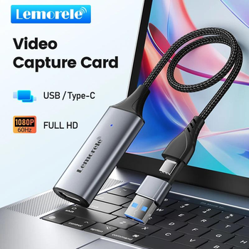 Зовнішня карта відеозахоплення Lemorele AC05 - HDMI Full HD до USB Type-C для PC, MacBook, Switch, Xbox, PS4/5