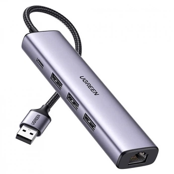 Концентратор Ugreen USB 3.0 to 3xUSB 3.0/Type-C+RJ45(1000M) Ethernet 5in1 CM475 (60554)