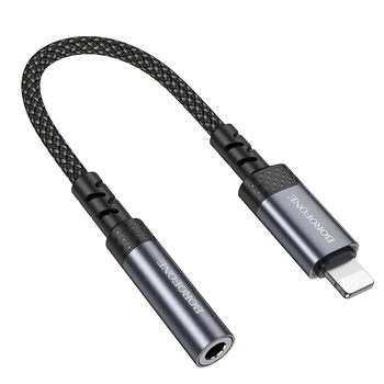 Перехідник Адаптер BOROFONE BV24 Lightning (iP male to 3.5mm) (15cm) audio converter Сірий