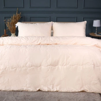 Набір MirSon №2975 Line Satin Light Pro Дві ковдри літні King Size 143x210 см 10-016 Creamy Евкаліпт + дві подушки 50х70 см + дві наволочки 50х70 см + простирадло 220х240 см (2200010981636)