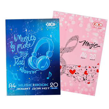 Тетрадь для нот А4 20арк ZB.1098 KIDS Line на скобі, вертикальна ZiBi (20)