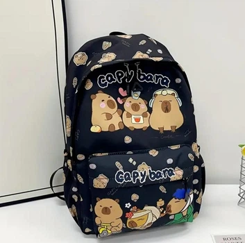 Дитячий Рюкзак Підлітковий з Капібара Capybara Чорний 39х29х15 см