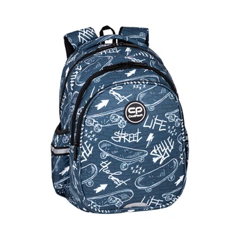Рюкзак молодежный CoolPack Jerry Street Life "Скейт" 39х28х15 см серо-синий (F029697)