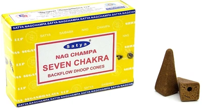 Стелющиеся дымные благовония конусы "Семь чакр" - Satya Seven Chakra Backflow Dhoop Cones 10шт (1170927-1562620-2)
