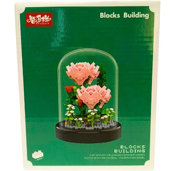 Конструктор 3D в колбе Blocks Building Розовые розы, 390 деталей №80006