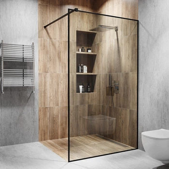 Скляна душова перегородка лофт (LOFT) Alfa-Glass лофт (LOFT) 2000х1200мм скло прозоре колір фурнітури Black - Чорна матова (model-AL.07)