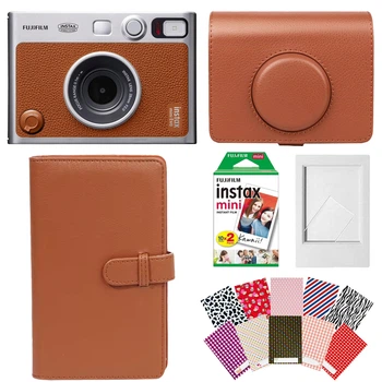 Набор камера моментальной печати Fujifilm Instax Mini Evo Hybrid Brown + чехол + фотопленка 20 шт + фотоальбом 108 + наклейки 20 шт + фоторамка