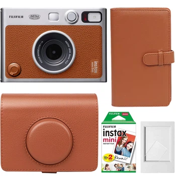 Набор камера моментальной печати Fujifilm Instax Mini Evo Hybrid Brown + чехол + фотопленка 20 шт + фотоальбом 108 + фоторамка